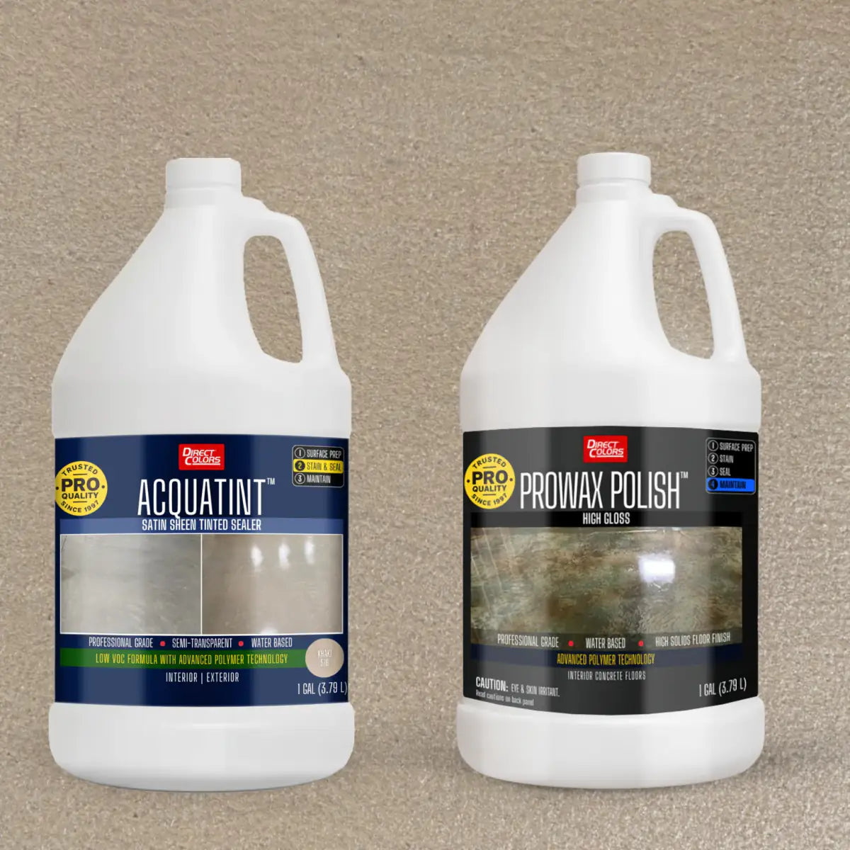 AcquaTint™ PRO Colored Sealer in 516 Khaki with ProWax Polish™ High Gloss, 1 gallon 2-step kit