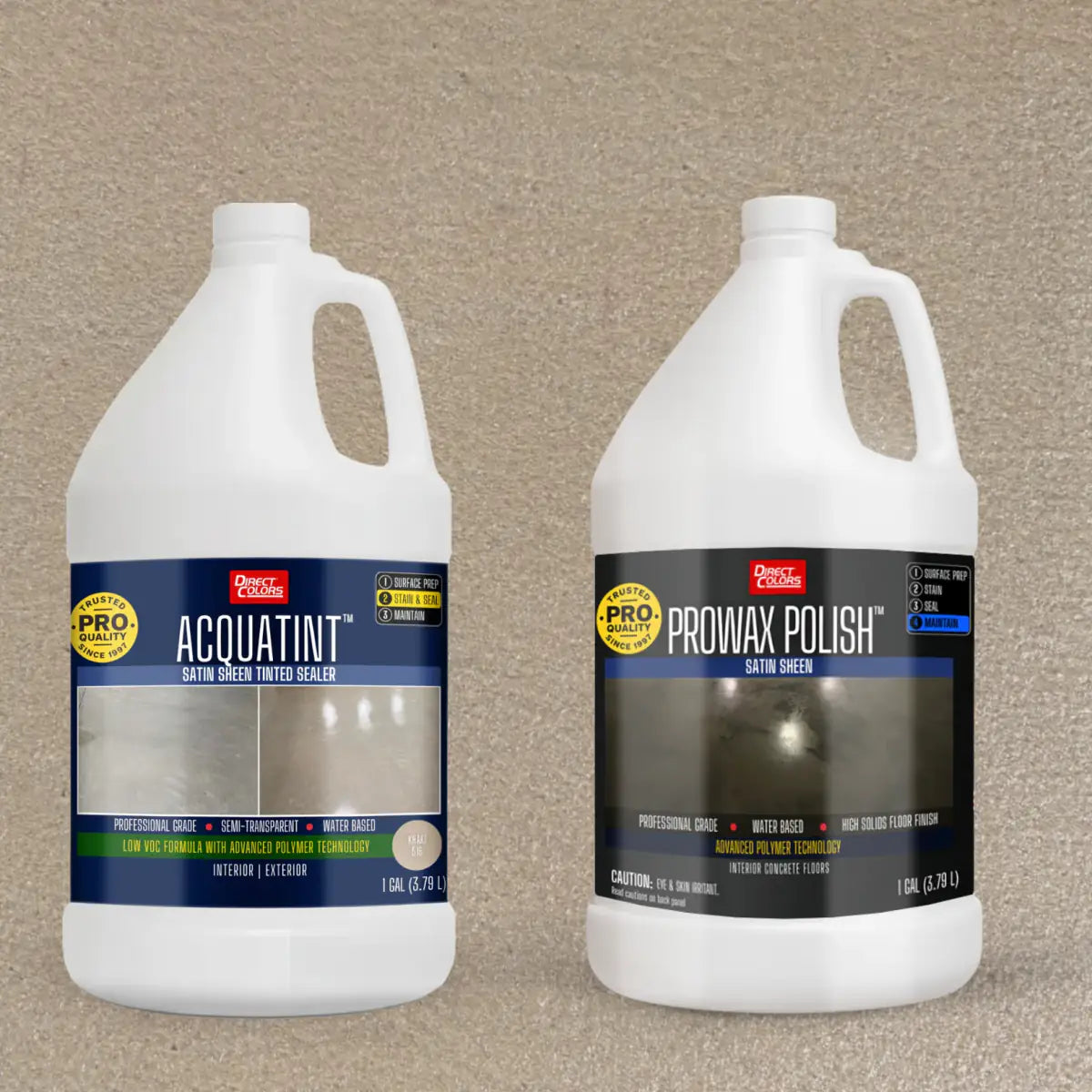 AcquaTint™ PRO Colored Sealer in 516 Khaki with ProWax Polish™ Satin, 1 gallon 2-step kit