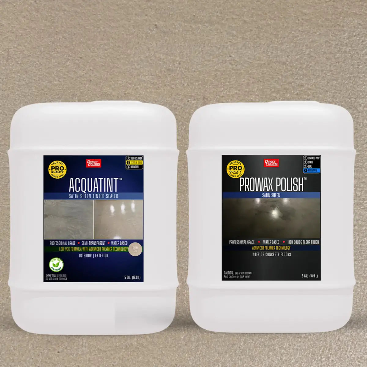AcquaTint™ PRO Colored Sealer in 516 Khaki with ProWax Polish™ Satin, 5 gallon 2-step kit