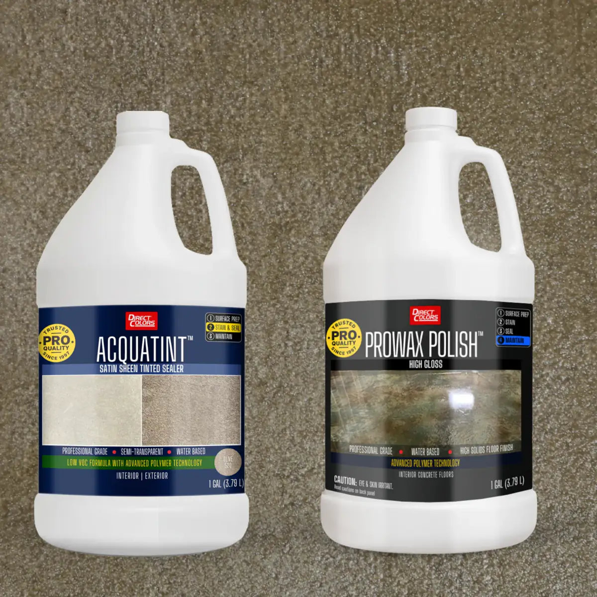 AcquaTint™ PRO Colored Sealer in 520 Olive with ProWax Polish™ High Gloss, 1 gallon 2-step kit