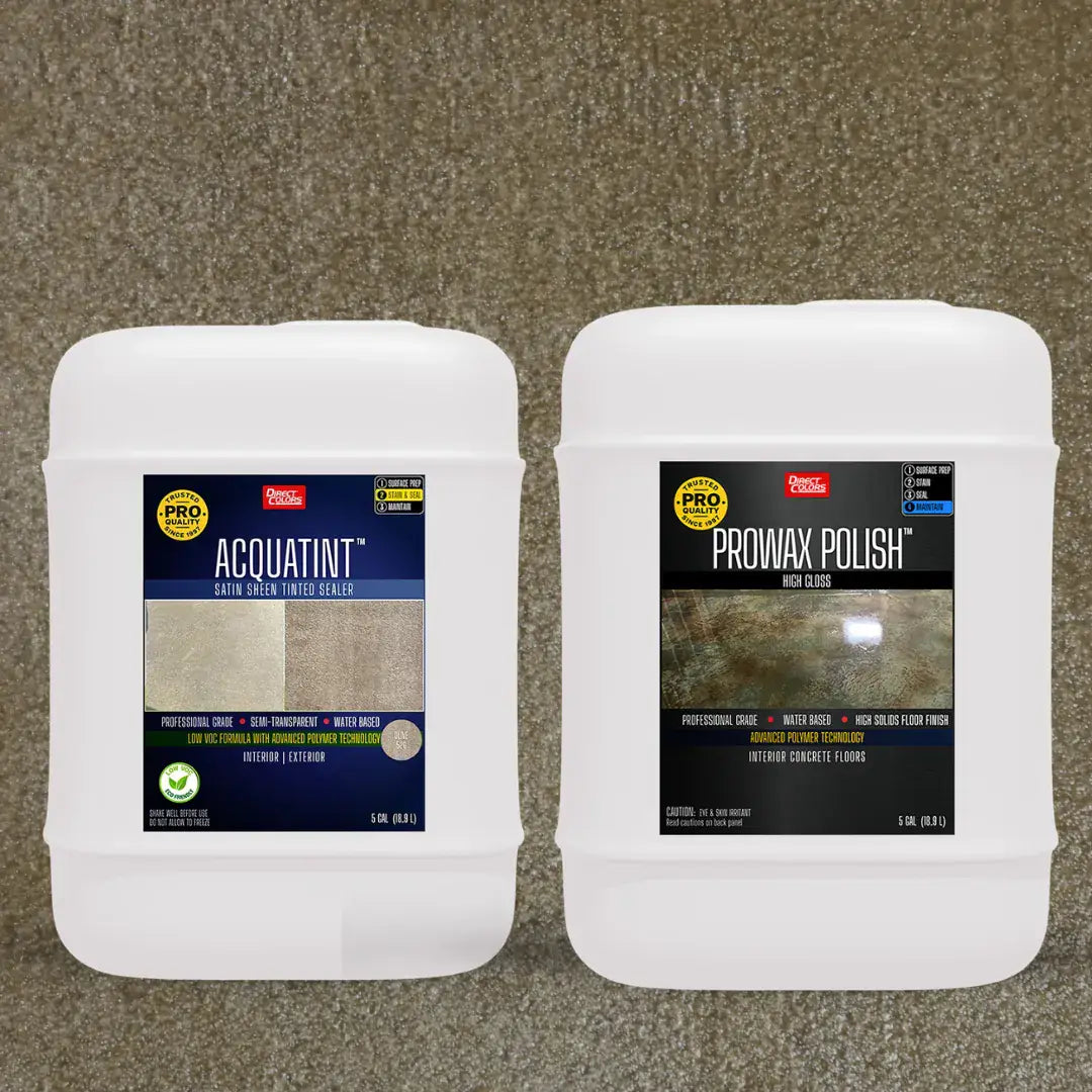 AcquaTint™ PRO Colored Sealer in 520 Olive with ProWax Polish™ High Gloss, 5 gallon 2-step kit