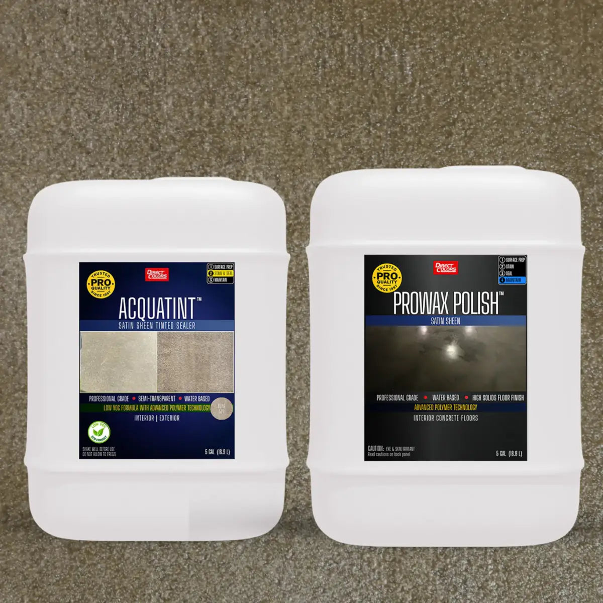 AcquaTint™ PRO Colored Sealer in 520 Olive with ProWax Polish™ Satin, 5 gallon 2-step kit