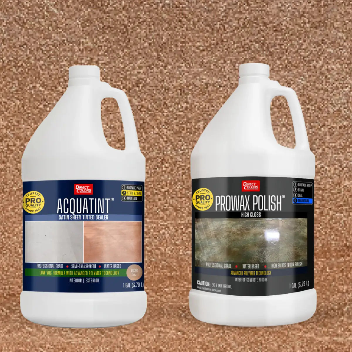AcquaTint™ PRO Colored Sealer in 523 Russet with ProWax Polish™ High Gloss, 1 gallon 2-step kit