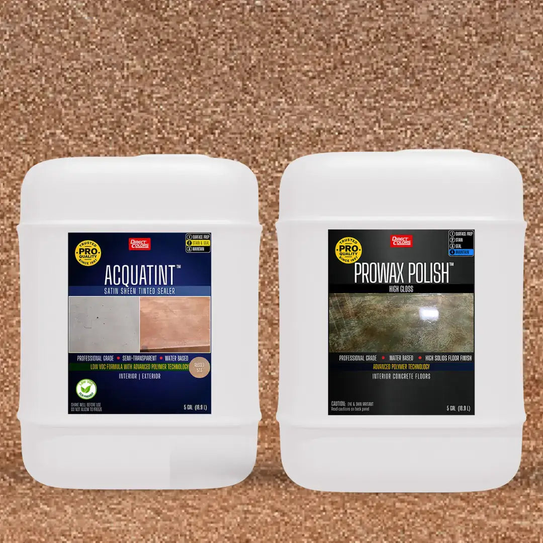 AcquaTint™ PRO Colored Sealer in 523 Russet with ProWax Polish™ High Gloss, 5 gallon 2-step kit