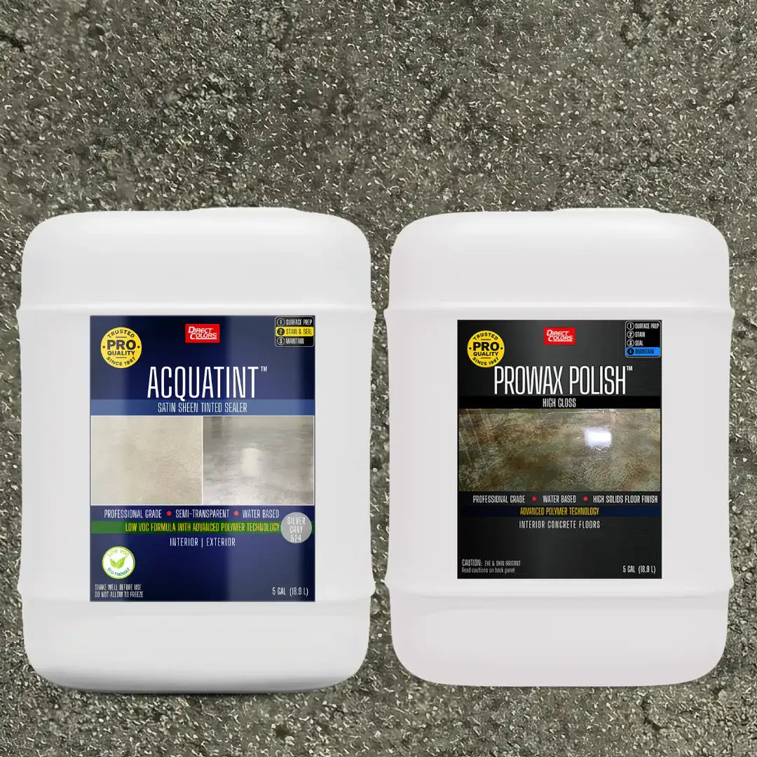 AcquaTint™ PRO Colored Sealer in 524 Silver Gray with ProWax Polish™ High Gloss, 5 gallon 2-step kit