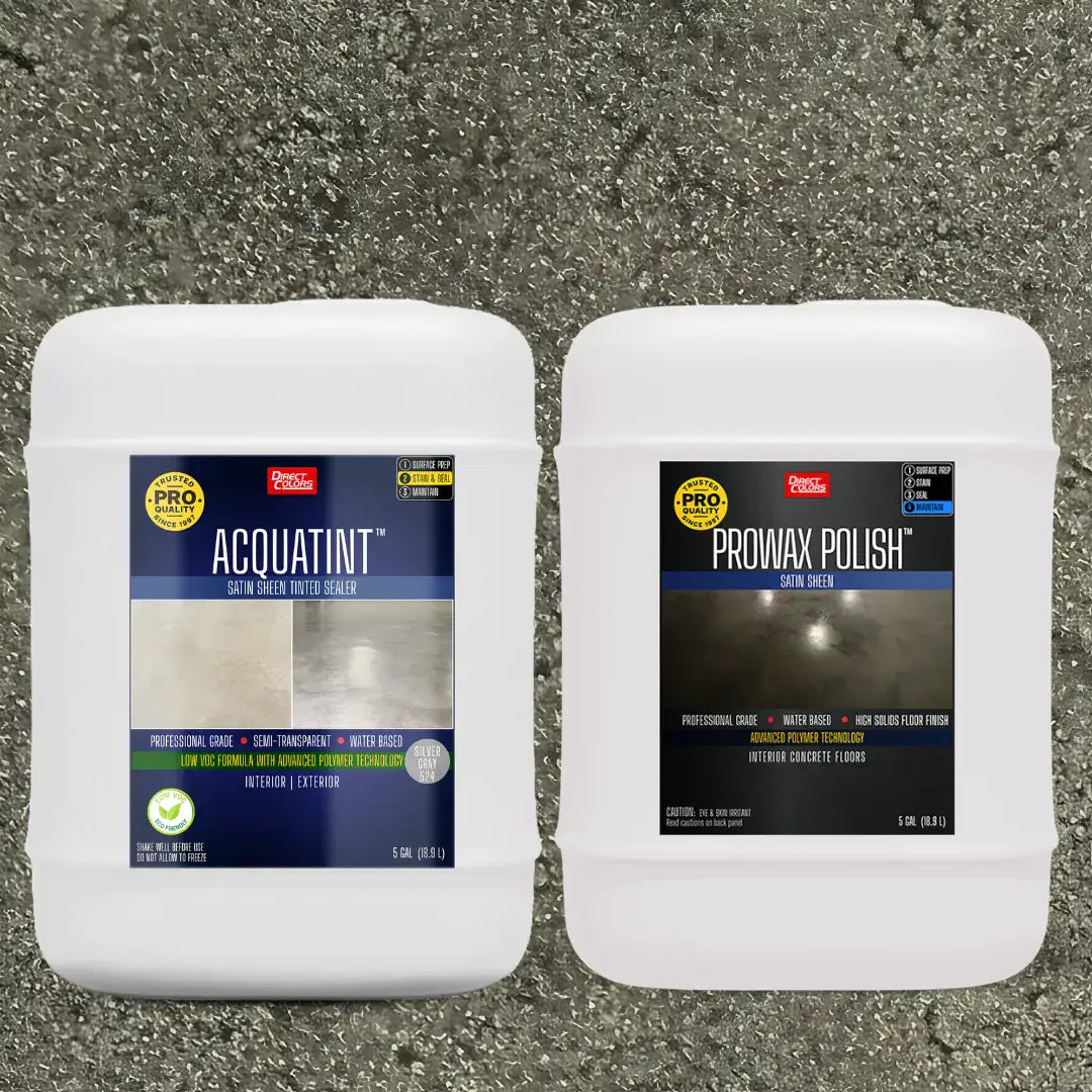 AcquaTint™ PRO Colored Sealer in 524 Silver Gray with ProWax Polish™ Satin, 5 gallon 2-step kit