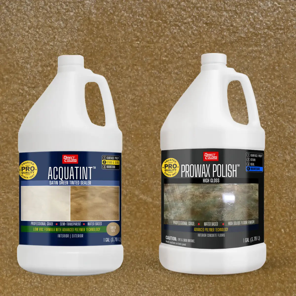 AcquaTint™ PRO Colored Sealer in 528 Tweed with ProWax Polish™ High Gloss, 1 gallon 2-step kit