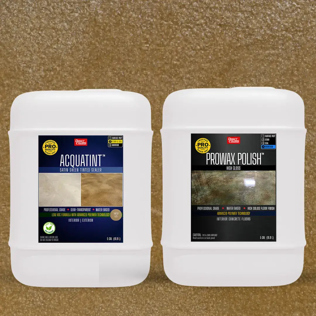 AcquaTint™ PRO Colored Sealer in 528 Tweed with ProWax Polish™ High Gloss, 5 gallon 2-step kit