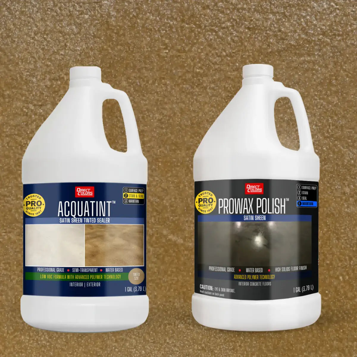 AcquaTint™ PRO Colored Sealer in 528 Tweed with ProWax Polish™ Satin, 1 gallon 2-step kit