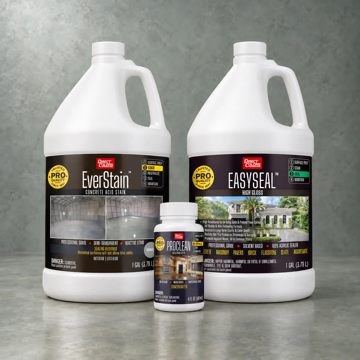 EverStain™ Acid Stain in Seagrass with ProClean Neutralizer™ and EasySeal™ High Gloss, 1 gallon 3-step kit