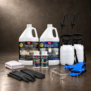EverStain™ Acid Stain in Blackish with ProClean Neutralizer™ and AcquaSeal™ High Gloss, a pump sprayer and application tools, 1 gallon 3-step kit