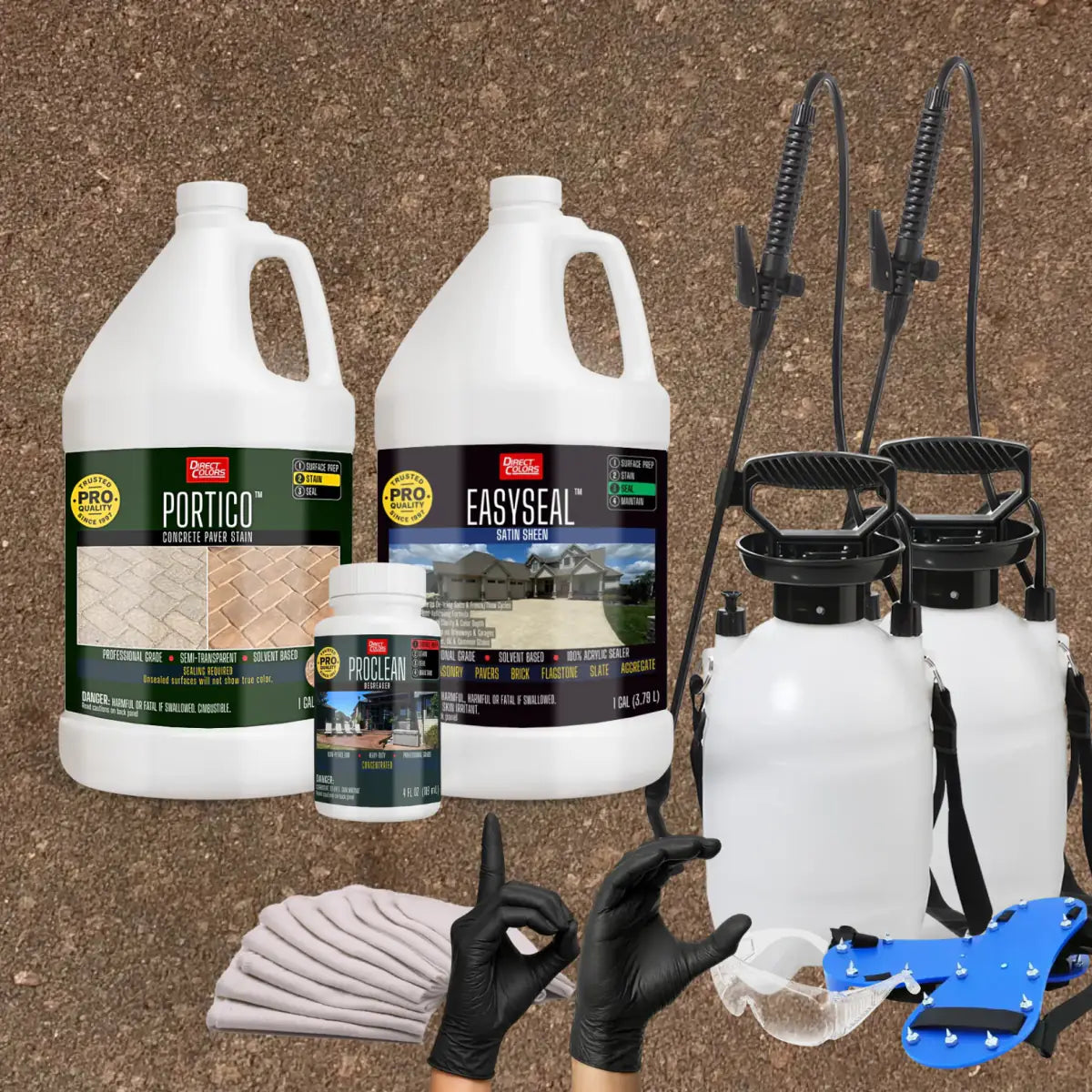 Portico™ Paver Stain in 705 Cafe Royale with EasySeal™ Satin, a pump sprayer and application tools, 1 gallon 2-step kit