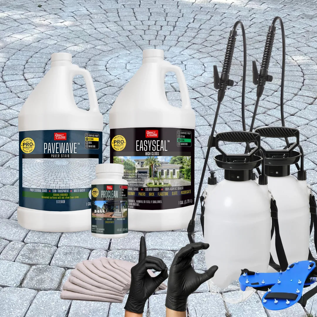 PaveWave™ Paver Stain in 901 White with EasySeal™ Gloss, 1 gallon 2-step kit