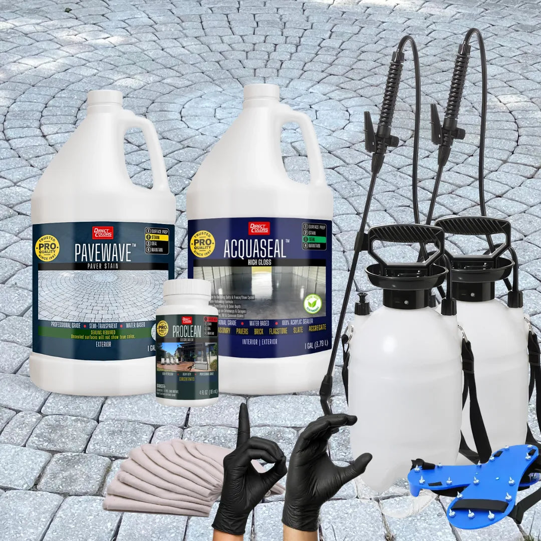 PaveWave™ Paver Stain in 901 White with AcquaSeal™ Gloss, 1 gallon 2-step kit