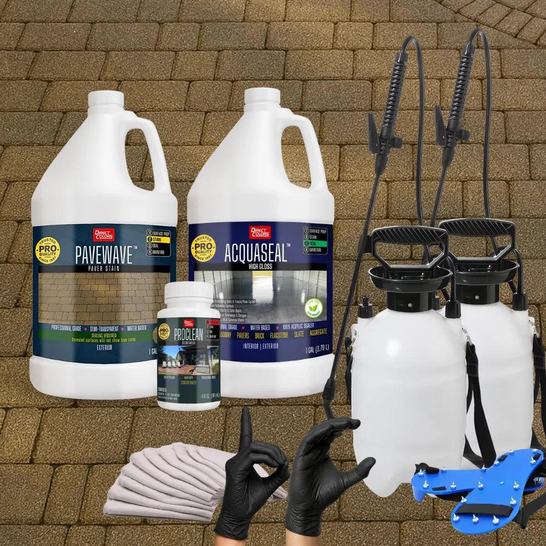PaveWave™ Paver Stain in 903 Sepia with AcquaSeal™ Gloss, 1 gallon 2-step kit