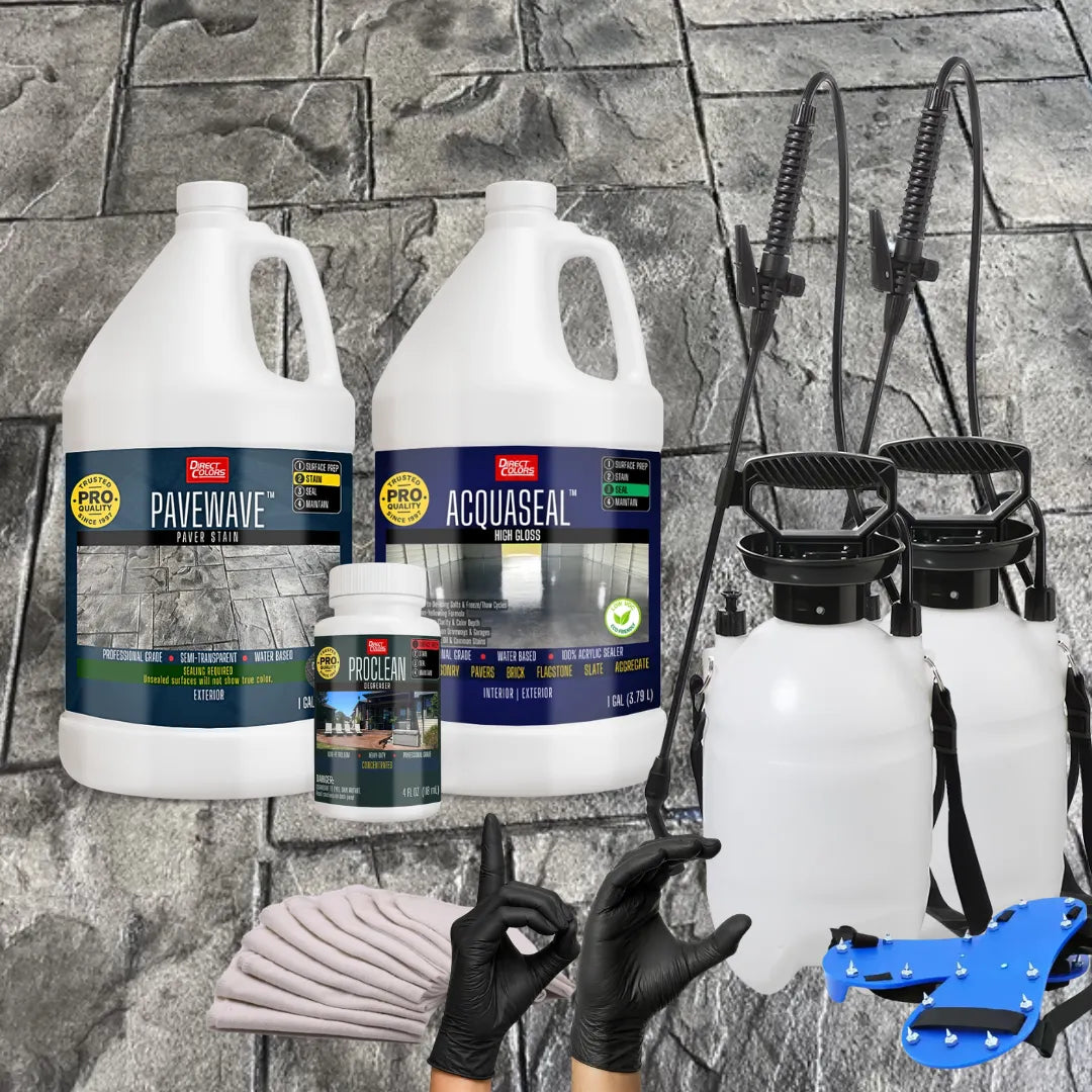 PaveWave™ Paver Stain in 904 Charcoal with AcquaSeal™ Gloss, 1 gallon 2-step kit