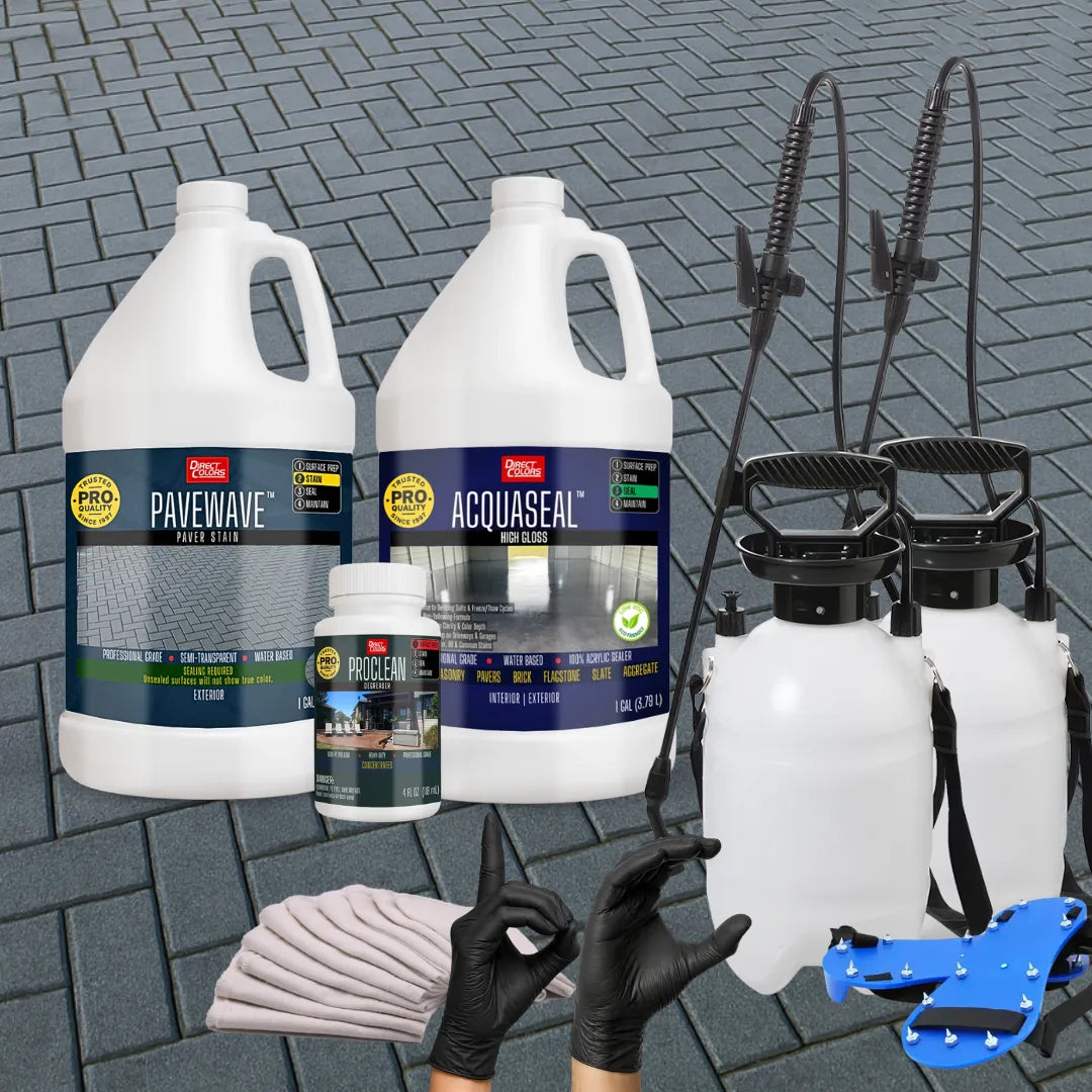 PaveWave™ Paver Stain in 905 Cinder with AcquaSeal™ Gloss, 1 gallon 2-step kit