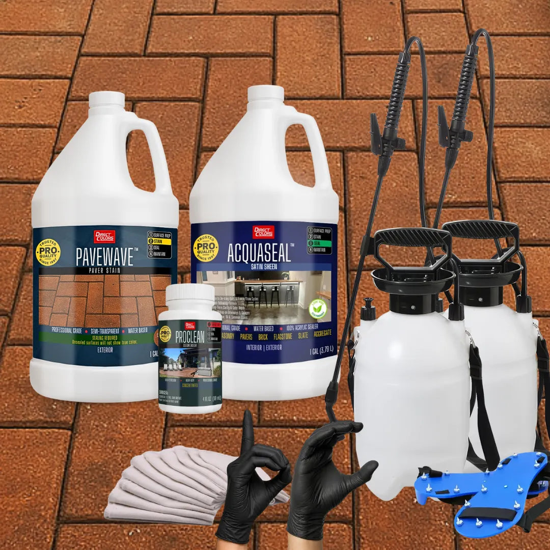 PaveWave™ Paver Stain in 913 Chestnut with AcquaSeal™ Satin, 1 gallon 2-step kit