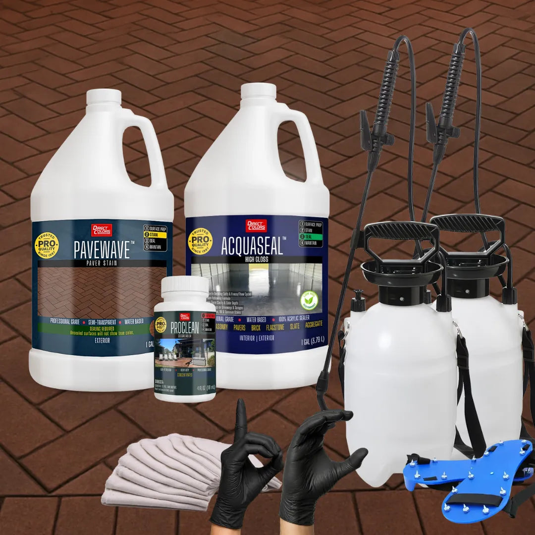 PaveWave™ Paver Stain in 916 Garnet with AcquaSeal™ Gloss, 1 gallon 2-step kit