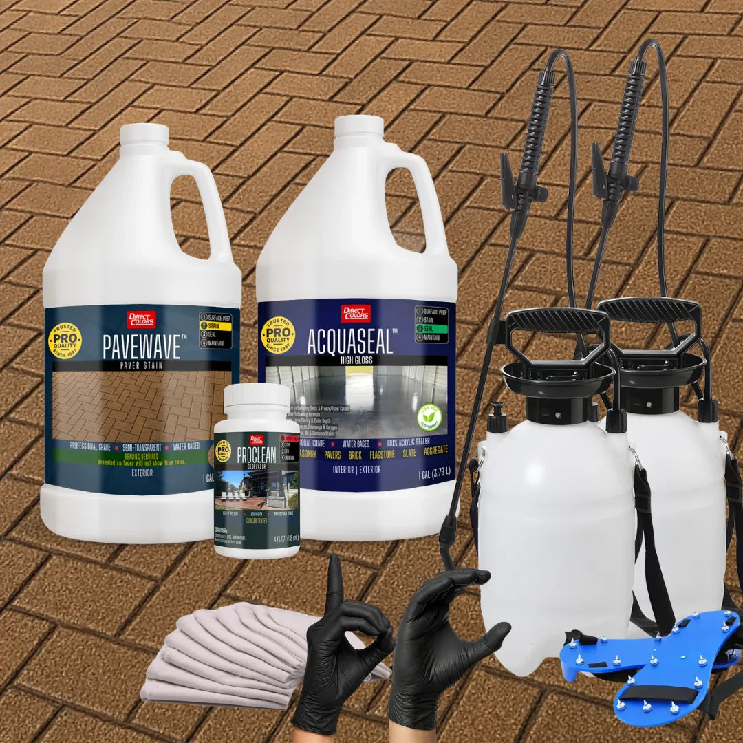 PaveWave™ Paver Stain in 917 Tobacco with AcquaSeal™ Gloss, 1 gallon 2-step kit