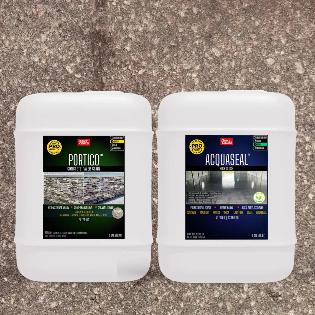 Portico™ Paver Stain in 701 Auburn with AcquaSeal™ High Gloss, 5 gallon 2-step kit