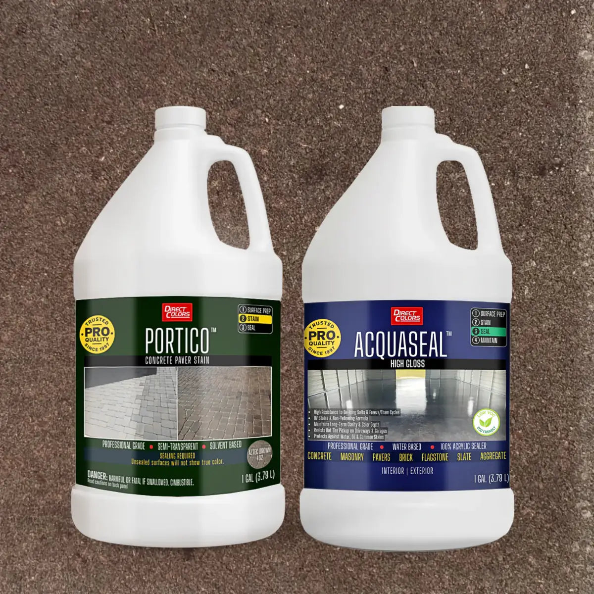 Portico™ Paver Stain in 702 Aztec Brown with AcquaSeal™ High Gloss, 1 gallon 2-step kit