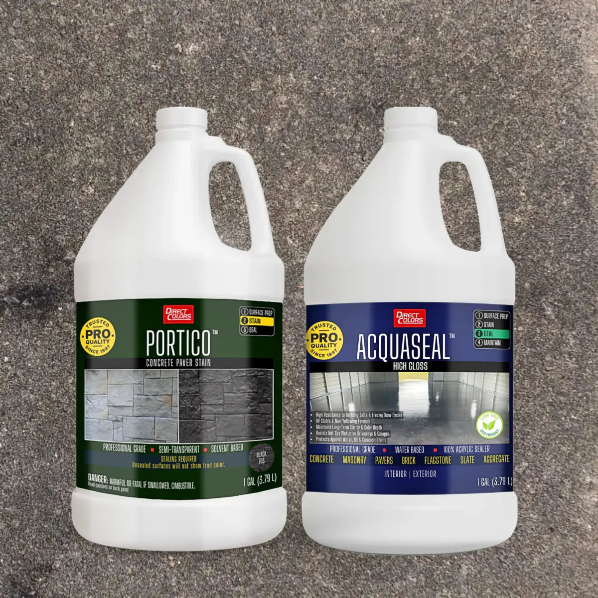 Portico™ Paver Stain in 703 Black with AcquaSeal™ High Gloss, 1 gallon 2-step kit