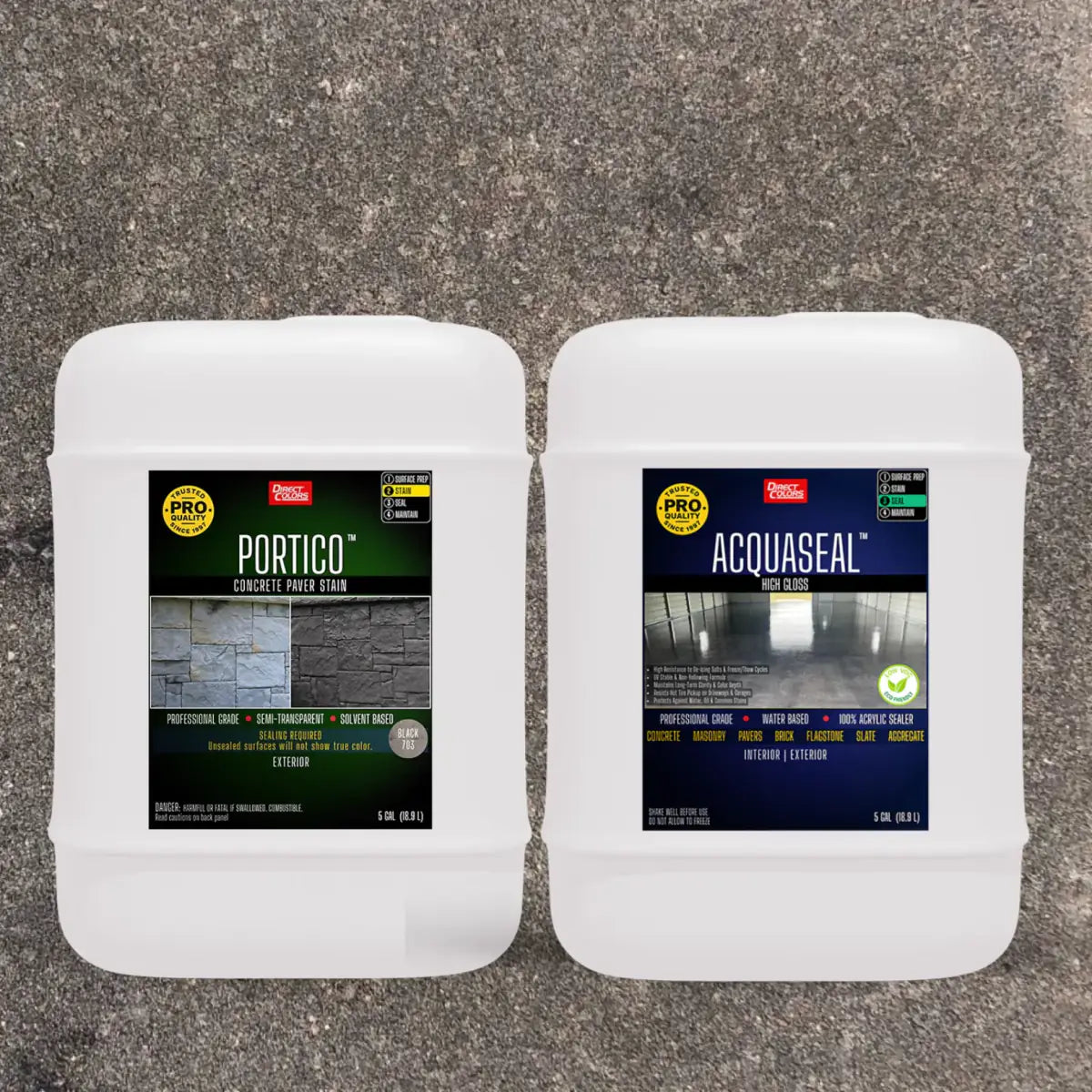 Portico™ Paver Stain in 703 Black with AcquaSeal™ High Gloss, 5 gallon 2-step kit