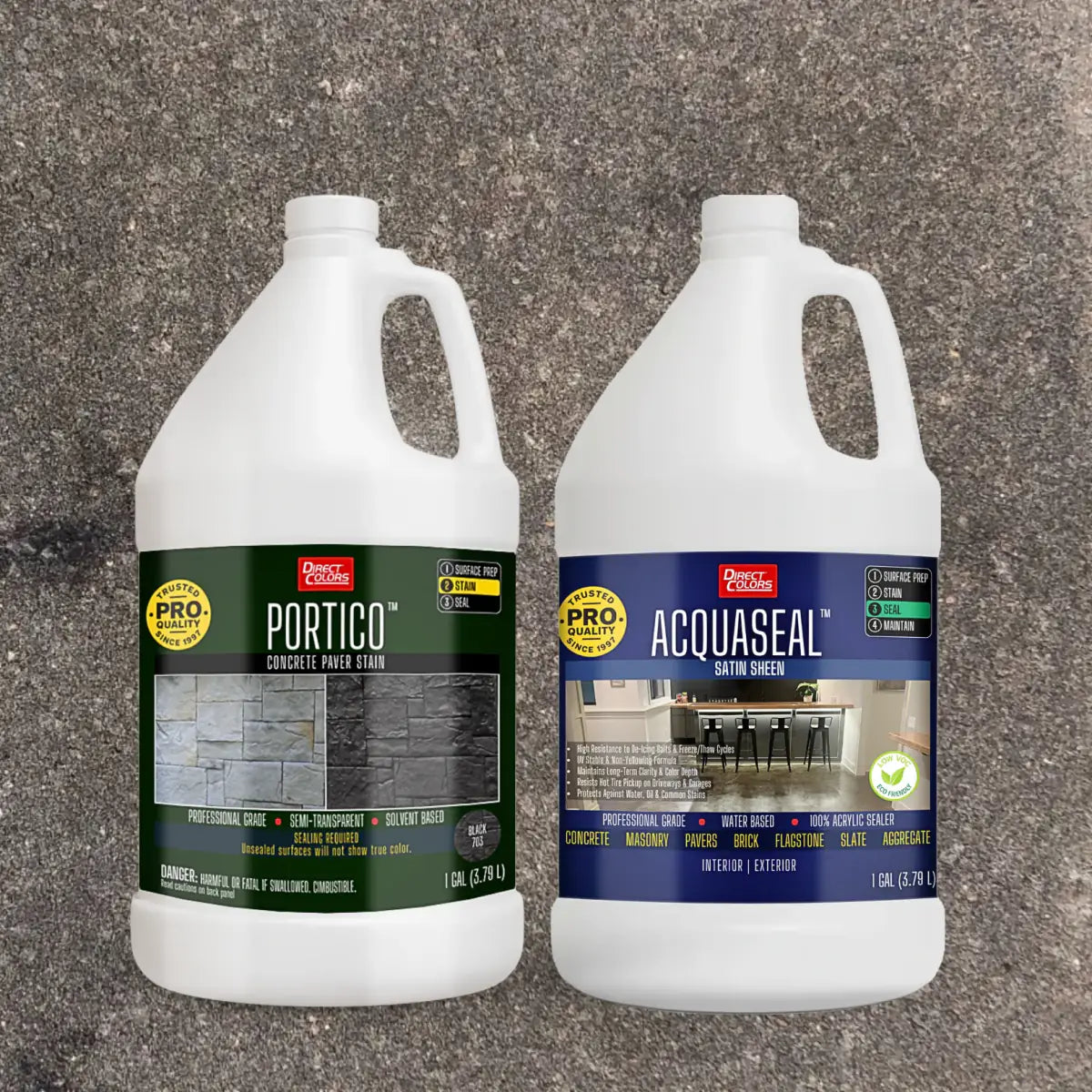 Portico™ Paver Stain in 703 Black with AcquaSeal™ Satin, 1 gallon 2-step kit