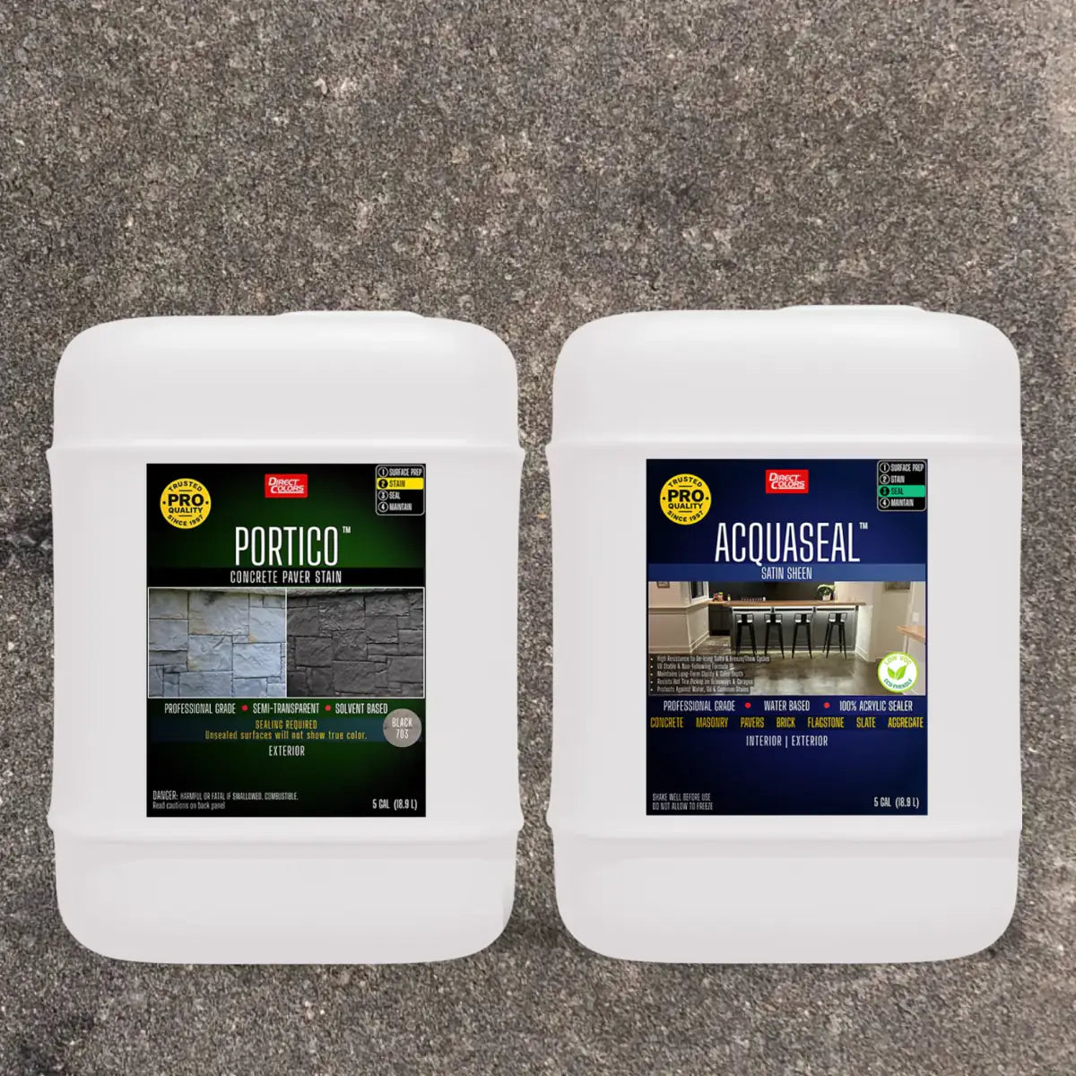 Portico™ Paver Stain in 703 Black with AcquaSeal™ Satin, 5 gallon 2-step kit