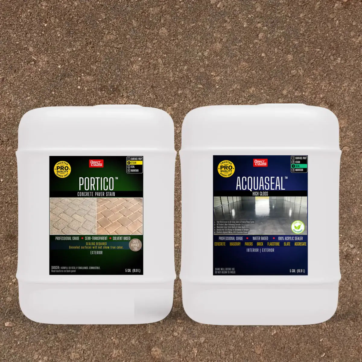 Portico™ Paver Stain in 705 Cafe Royale with AcquaSeal™ High Gloss, 5 gallon 2-step kit