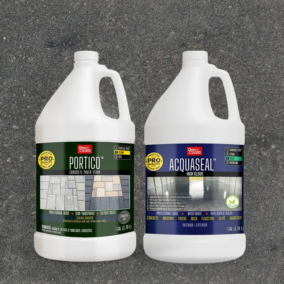 Portico™ Paver Stain in 706 Charcoal with AcquaSeal™ High Gloss, 1 gallon 2-step kit