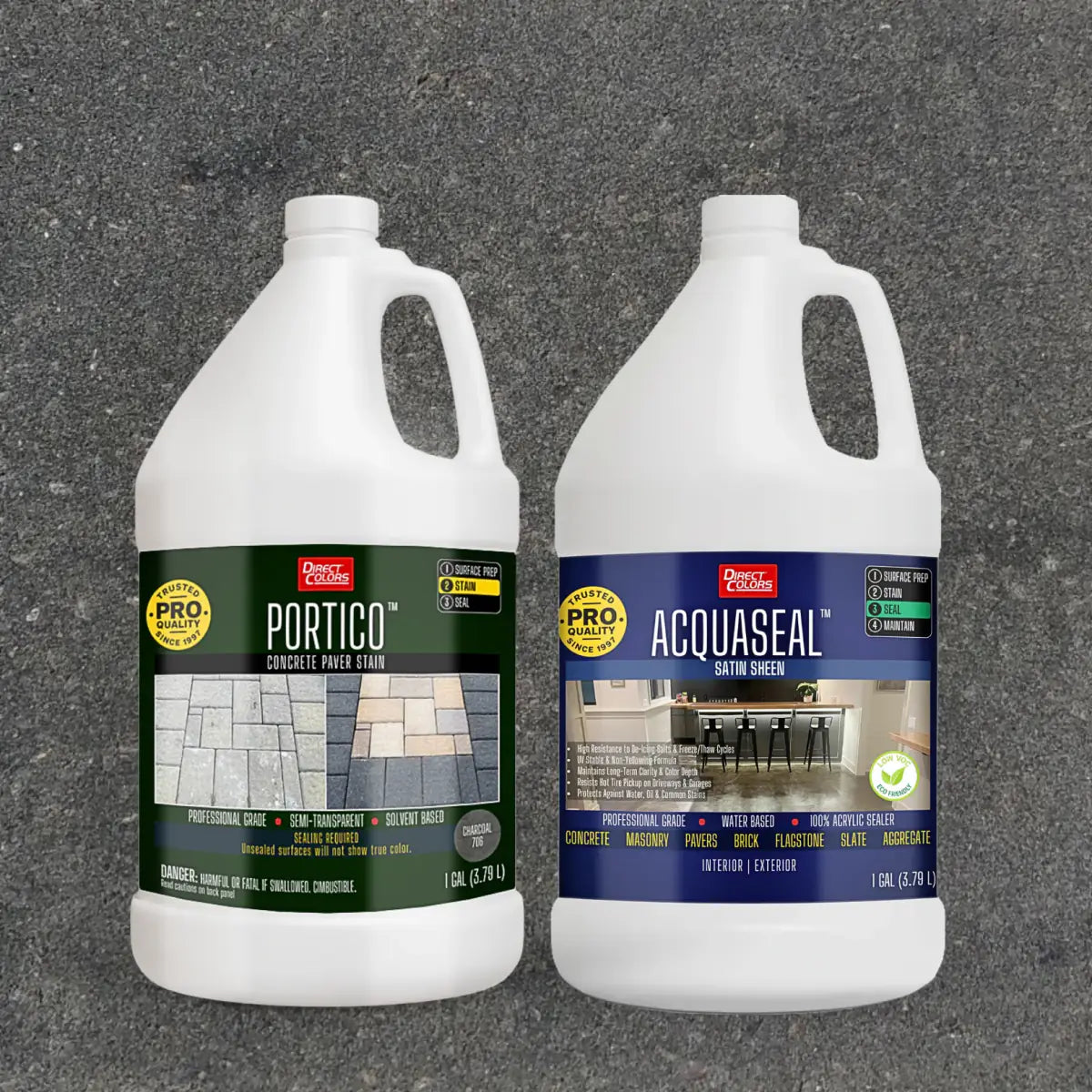 Portico™ Paver Stain in 706 Charcoal with AcquaSeal™ Satin, 1 gallon 2-step kit