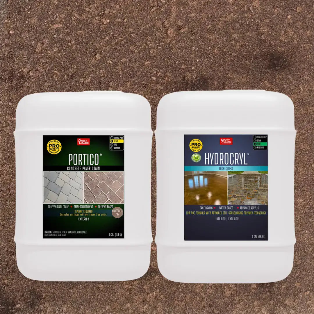 Portico™ Paver Stain in 707 Chocolate with HydroCryl™ High Gloss, 5 gallon 2-step kit