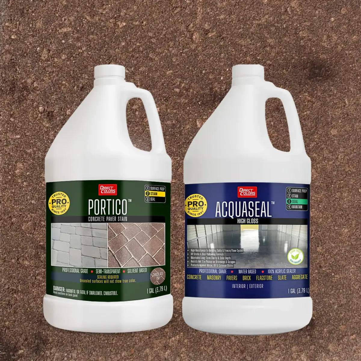Portico™ Paver Stain in 707 Chocolate with AcquaSeal™ High Gloss, 1 gallon 2-step kit