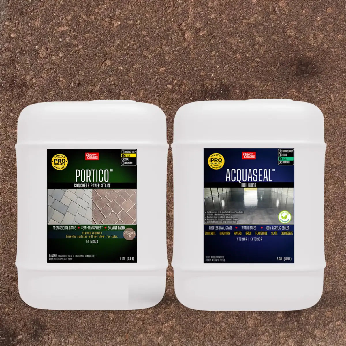 Portico™ Paver Stain in 707 Chocolate with AcquaSeal™ High Gloss, 5 gallon 2-step kit