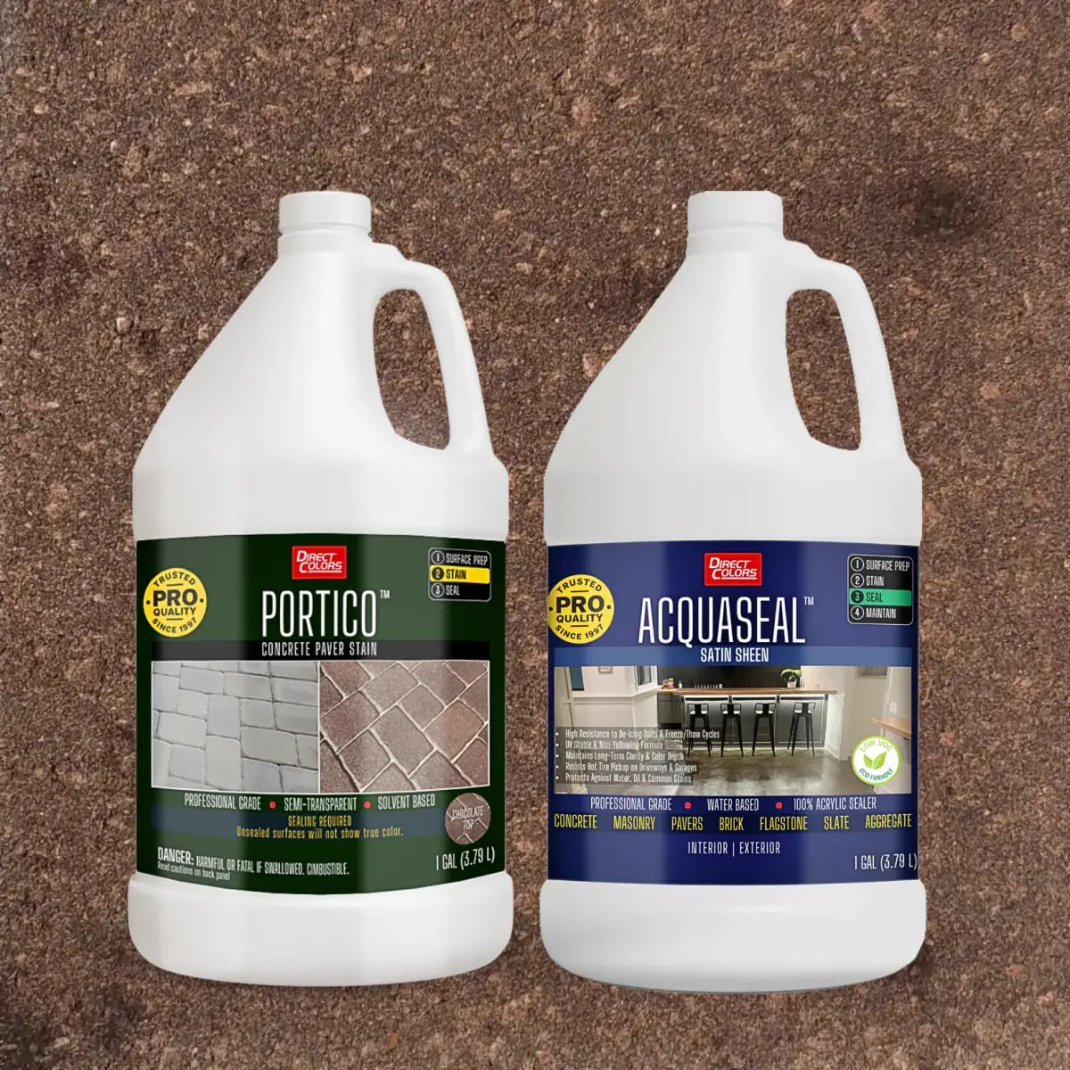 Portico™ Paver Stain in 707 Chocolate with AcquaSeal™ Satin, 1 gallon 2-step kit