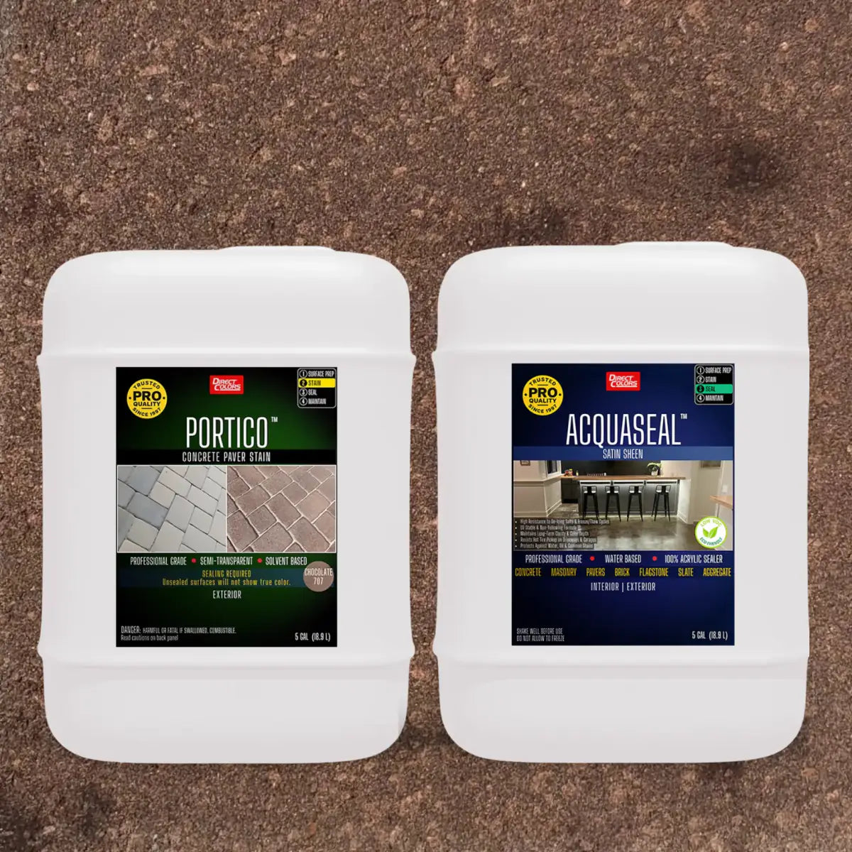Portico™ Paver Stain in 707 Chocolate with AcquaSeal™ Satin, 5 gallon 2-step kit