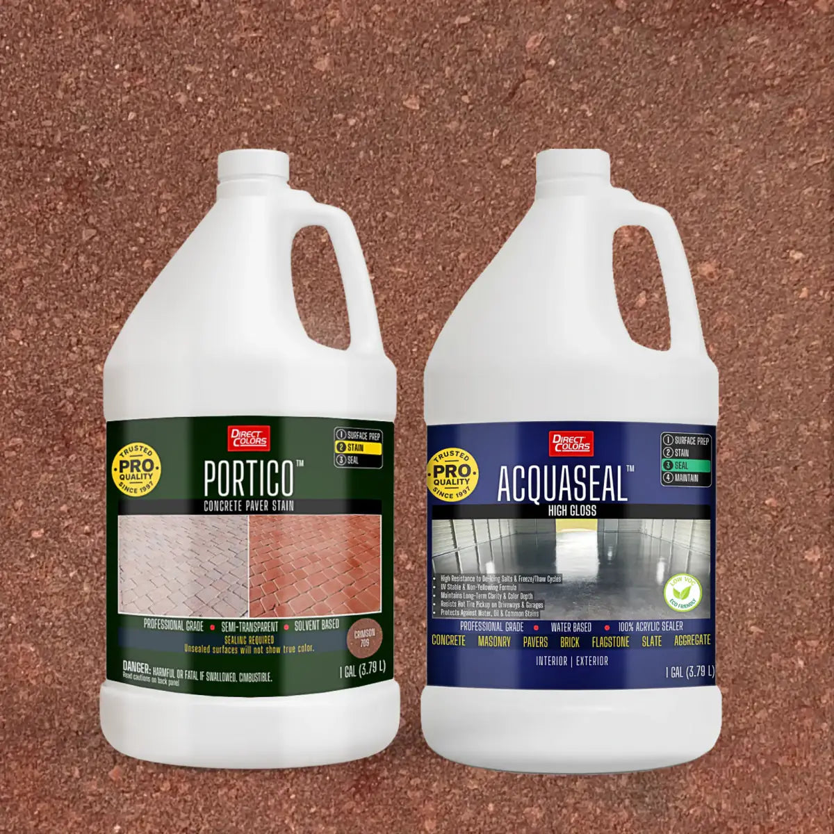Portico™ Paver Stain in 709 Crimson with AcquaSeal™ High Gloss, 1 gallon 2-step kit