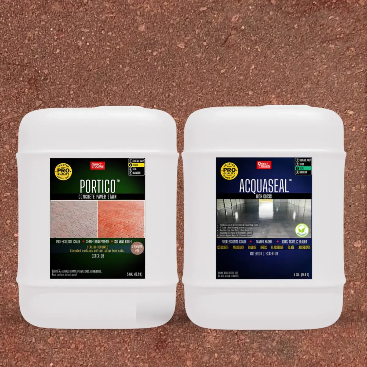 Portico™ Paver Stain in 709 Crimson with AcquaSeal™ High Gloss, 5 gallon 2-step kit