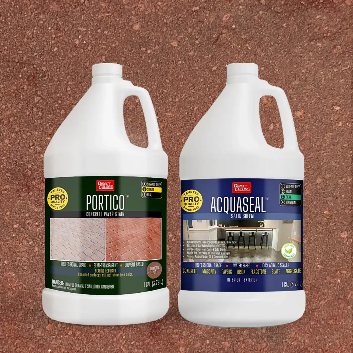 Portico™ Paver Stain in 709 Crimson with AcquaSeal™ Satin, 1 gallon 2-step kit