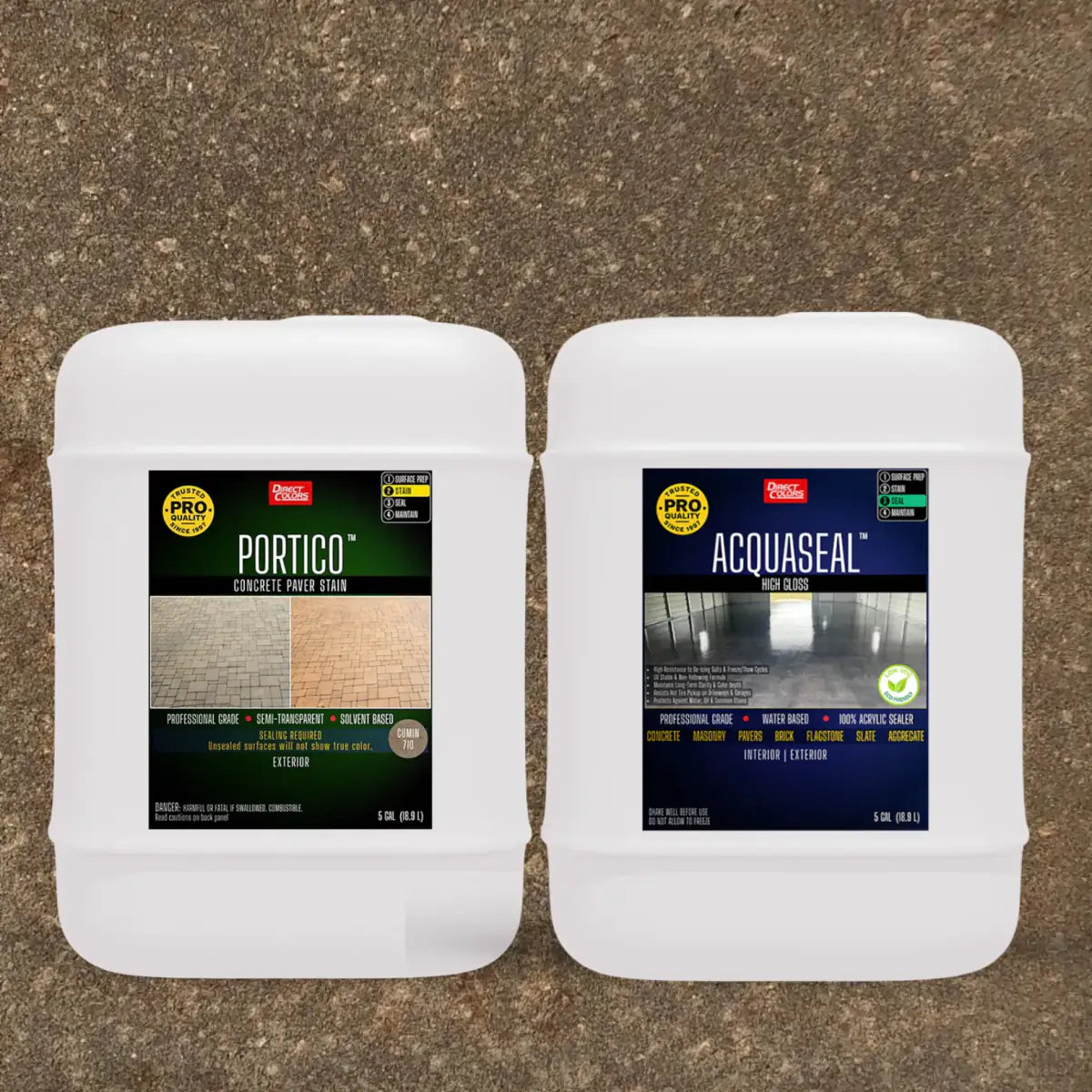 Portico™ Paver Stain in 710 Cumin with AcquaSeal™ High Gloss, 5 gallon 2-step kit