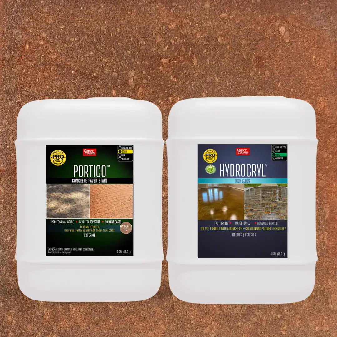 Portico™ Paver Stain in 713 Terracotta with HydroCryl™ High Gloss, 5 gallon 2-step kit