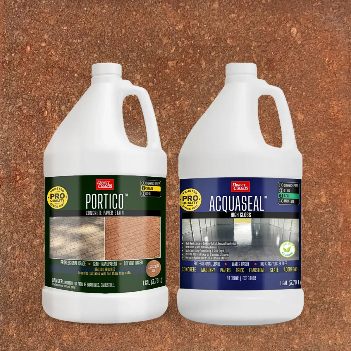 Portico™ Paver Stain in 713 Terracotta with AcquaSeal™ High Gloss, 1 gallon 2-step kit