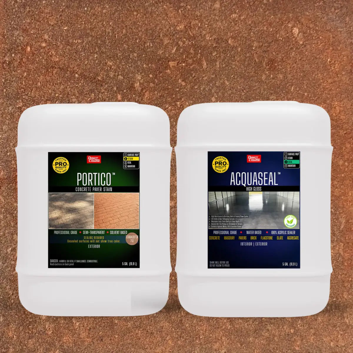 Portico™ Paver Stain in 713 Terracotta with AcquaSeal™ High Gloss, 5 gallon 2-step kit
