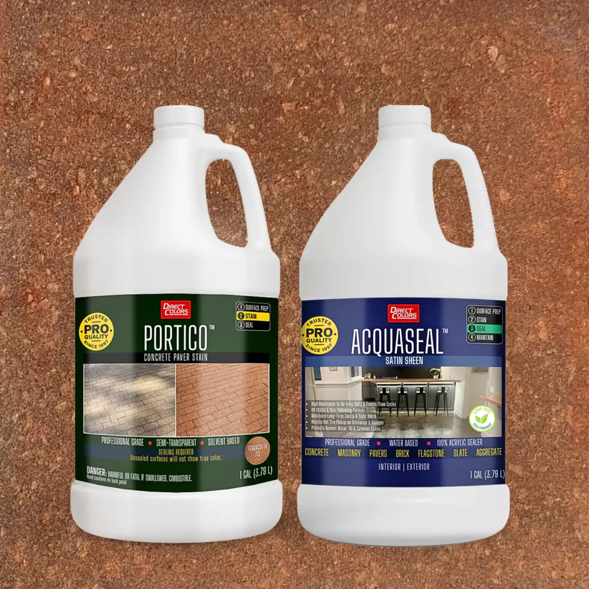 Portico™ Paver Stain in 713 Terracotta with AcquaSeal™ Satin, 1 gallon 2-step kit