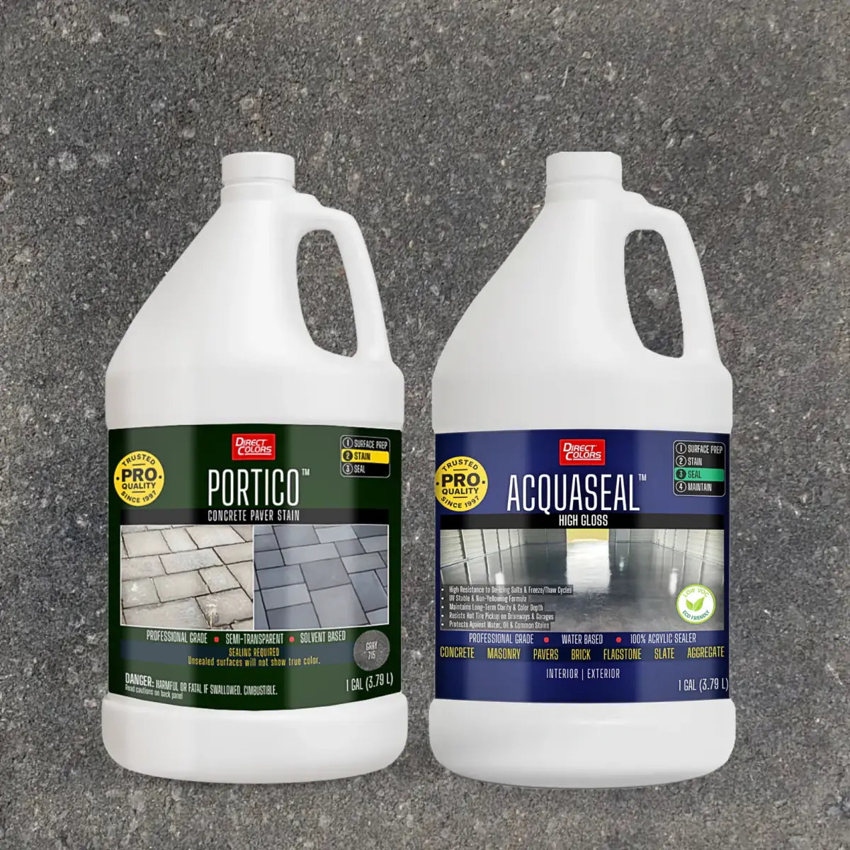 Portico™ Paver Stain in 715 Gray with AcquaSeal™ High Gloss, 1 gallon 2-step kit