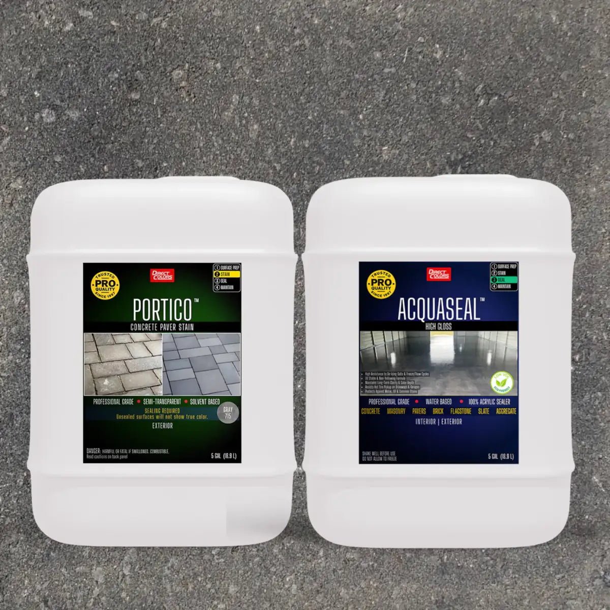 Portico™ Paver Stain in 715 Gray with AcquaSeal™ High Gloss, 5 gallon 2-step kit
