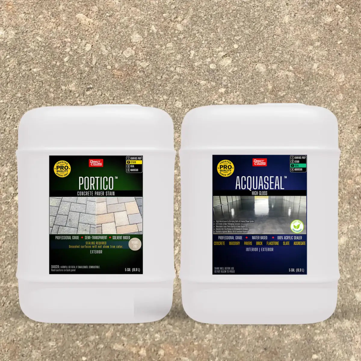Portico™ Paver Stain in 716 Khaki with AcquaSeal™ High Gloss, 5 gallon 2-step kit