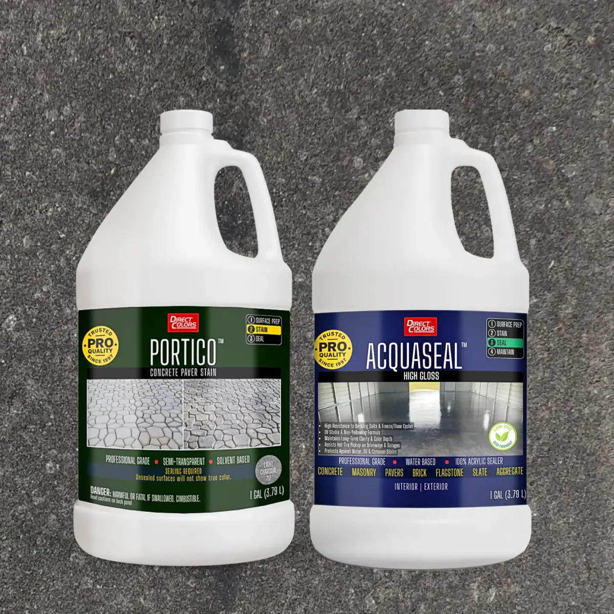 Portico™ Paver Stain in 717 Light Charcoal with AcquaSeal™ High Gloss, 1 gallon 2-step kit